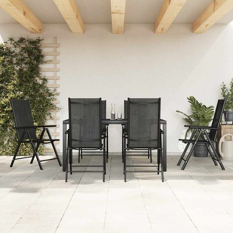 Ensemble à manger de jardin 7 pcs-Salon de jardin noir aluminium 155913 (1/5)