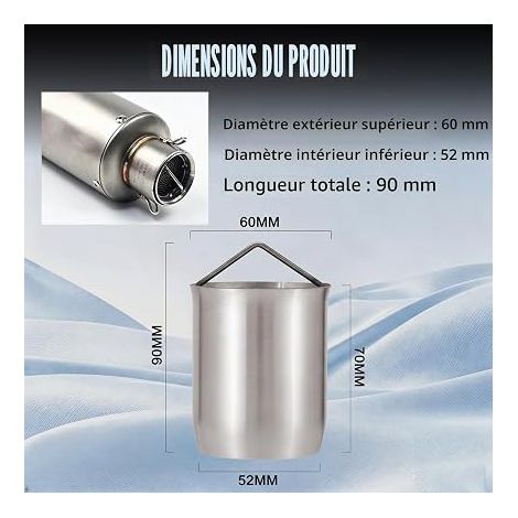 Silencieux Echappement Moto,Universel pour Moto DB Killer 60mm Muffler (1/4)