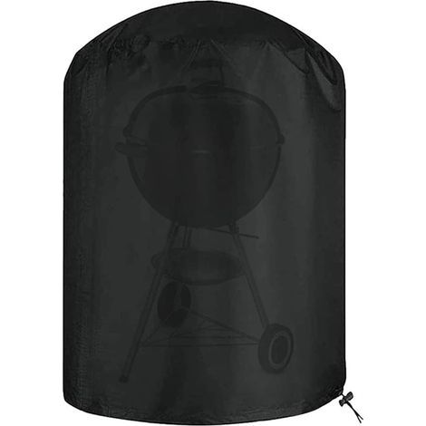 Housse de Barbecue Ronde - Résistante aux intempéries - Résistante aux intempéries - Housse de Barbecue à gaz - Coupe-Vent, UV et imperméable - avec Cordon de Serrage - Noir (1/5)