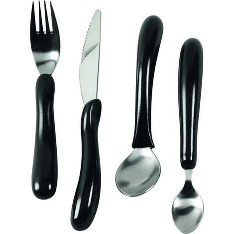 Kit de 4 couverts plastique noir ERGO