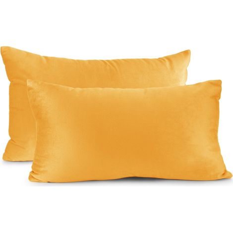 Fundas de almohada de terciopelo, color liso, rectangulares, suaves y decorativas, ideales para sofás, 30 x 50 cm, color naranja, paquete de 2.