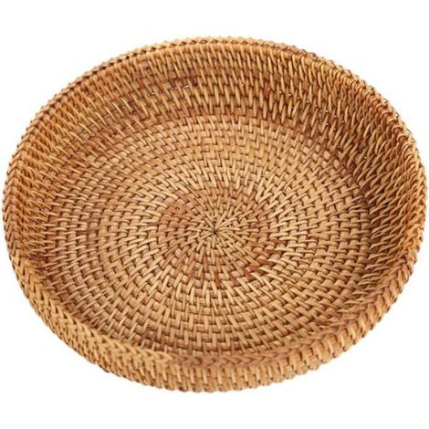 1 Corbeille à fruits, rotin naturel, plateau tressé, panier décoratif, cuisine et salle à manger (1/4)