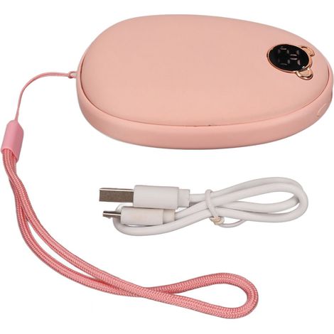 Chaufferette portable rechargeable 2 en 1 4000mAh, batterie externe et chauffage électrique rose pour mains (1/5)