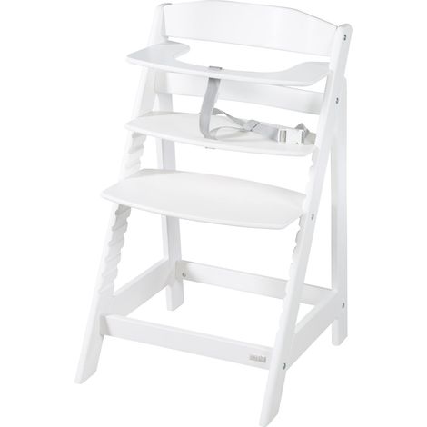 Chaise Haute Évolutive en Bois Blanc 2 en 1 Sit Up Flex - Hauteur Réglable - de 6 Mois jusqu'à 70 kg - Chaise Bébé Anti-Basculement avec Surface Lisse (1/5)