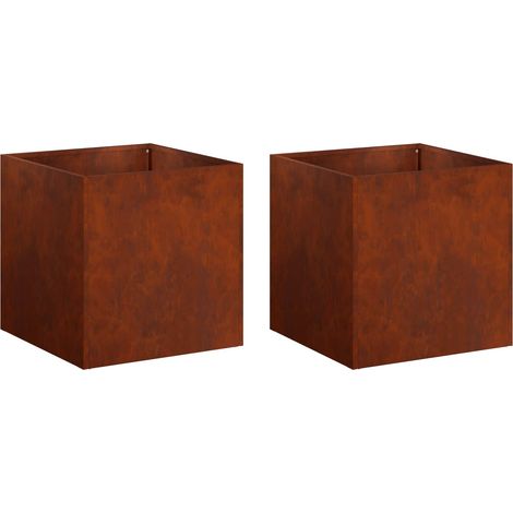 Garten-Pflanzgefäß 2 Stk. Rostoptik 25 x 25 x 25 cm vidaXL