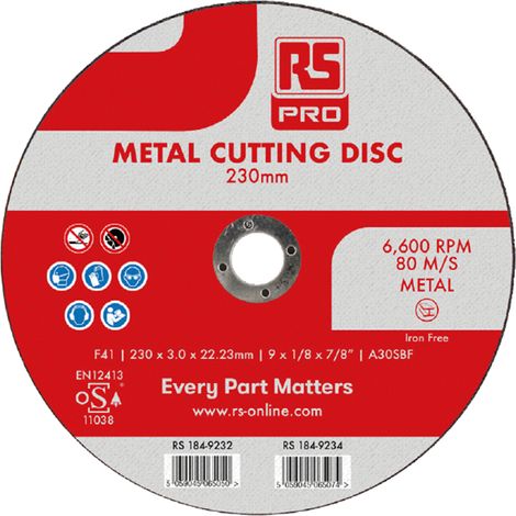 Disque abrasif RS PRO, P120, Ø 230mm, par 1 ( Prix pour 1 )