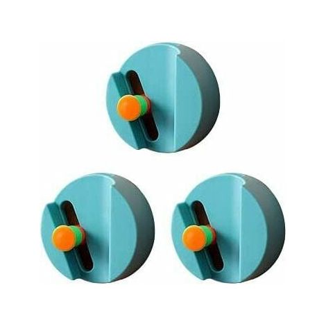 3-teiliger runder blauer Besenhalter ohne Löcher, Besenkartenhalter, Besenclip, Mopphaken, stabiler wandmontierter Besenhalter (1/5)