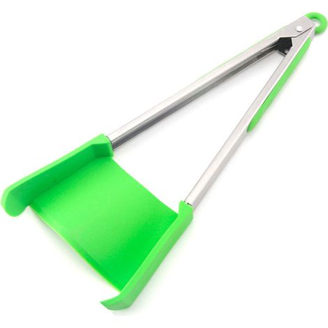 Spatule et pince 2 en 1, pince de cuisine en silicone pour friteuse à air chaud, avec cadre en acier inoxydable résistant à la chaleur. (1/5)