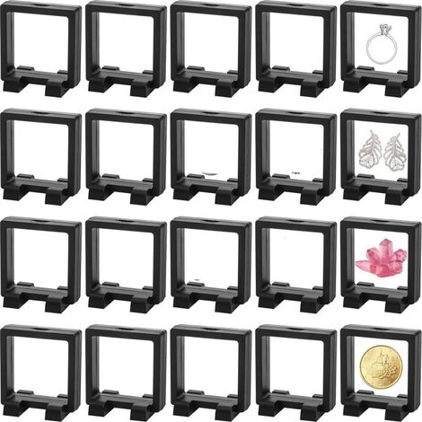 3D-Schwebedisplayrahmen, 2,2 Zoll schwarze Ständer für Münzen, Schmuck, Muscheln, Fossilien, Steine (20 Stück)