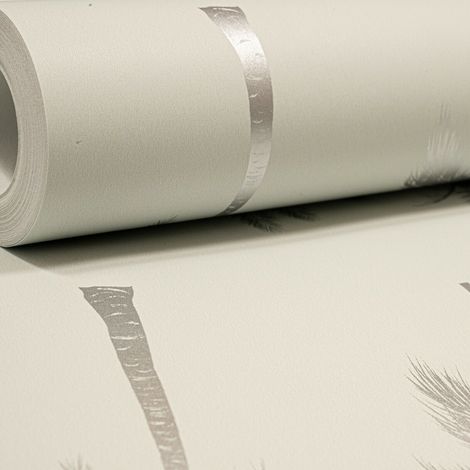 Graham & Brown Nikau Mint Green Metallic Silver Palm Trees Tropical Wallpaper (1/3)