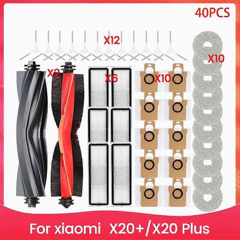 Hauptseitenbürste, HEPA-Filter, Reinigungstuch und Ersatzstaubbeutel für den Xiaomi X20+/X20 Plus Staubsauger