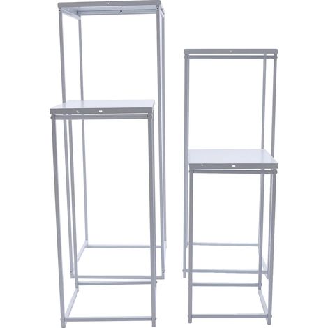 Soporte para macetas, hierro resistente, diseño elegante, L, blanco (1/2)