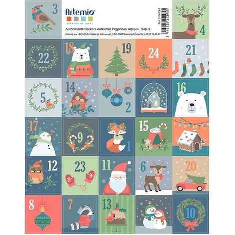 54 stickers timbres de Noël 3 cm (1/2)