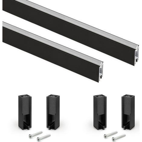 Barras Colgador Luxe para Armario en Color Negro con 2 Barras y 6 Soportes de Metal y Plástico 75x30x15 cm