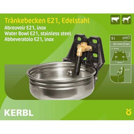 Kerbl E21 Bebedero Acero Inoxidable 5 Litros