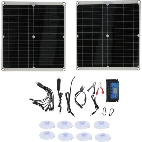 Module de panneau solaire Flexible 20V 25W, 2 pièces, avec câble de contrôleur 20A, Clip de batterie (1/5)