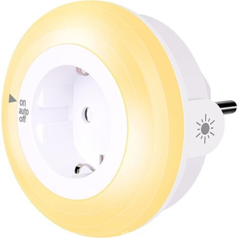 Luce notturna ambra con sensore di luce, luce notturna a LED per bambini, copertura con spina, luminosità regolabile, per ingresso, scale, camera da letto, ecc. (1/4)