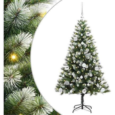 Sapin de Noël artificiel à charnière avec décorations en forme de flocons de neige (1/5)