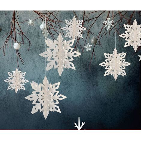 Flocon De Neige - Guirlande Décorative 3D Pailletée - Pour Décoration Intérieure Noël Nouvel An - 6 Pièces (1/5)