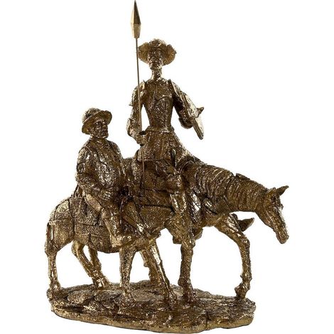 statue décorative quixote dorée en résine style traditionnel - doré effet métal raffiné (1/4)