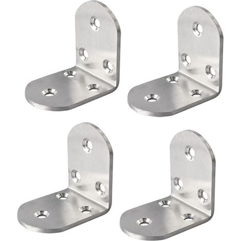 Support d’Angle Lot de Support de Fixation Équerre de 90 Degré Réparation Connecteur pour Bois avec Vis, Finition Blanche Brillante en Acier Inoxydable, 65 x 65 x 38 mm, 4 Pcs, (1/4)