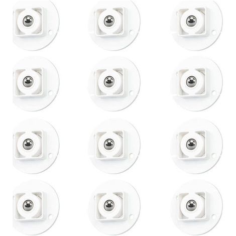 12 Pcs roulettes de Transfert Auto-Adhésives, roulettes à Billes de Transfert roulettes Plastique Solide Roulette de Rotation à 360 Degrés pour Support de Rangement Inférieur, Poubelle (1/4)