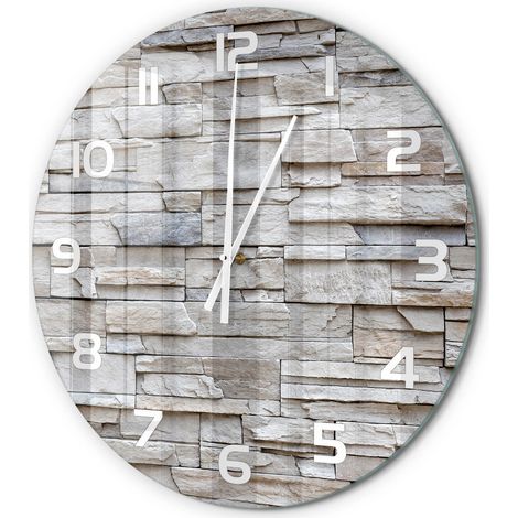 Horloge Murale Ronde Déco Moderne en Verre Silencieuse Salon Cuisine Mur de pierre fi 60 cm (1/5)