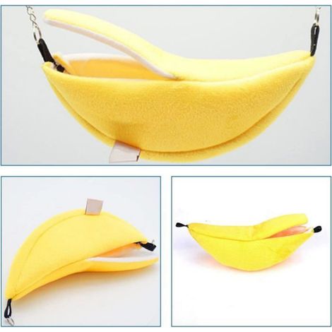 Nid Banane - Pour Petits Animaux - Flanelle Douce avec Rembourrage Éponge - Dimensions 20 x 6,5 cm - Convient Hamster Souris Rat Furet Chinchilla - 1 Pièce (1/5)