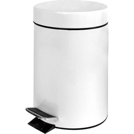 GDP - Poubelle à pédale blanche en acier - 3L