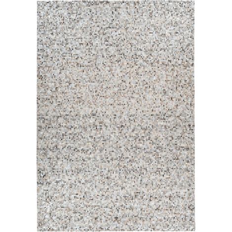 Tapis en Cuir Fait Main "Finish" Gris & Argent 80 x 150 cm (1/4)