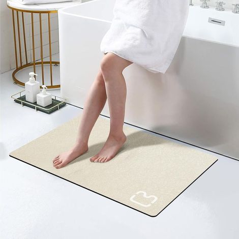 1 Tapis de bain, terre de diatomée, absorption rapide, dos caoutchouc antidérapant, surface lisse, salle de bain (1/5)