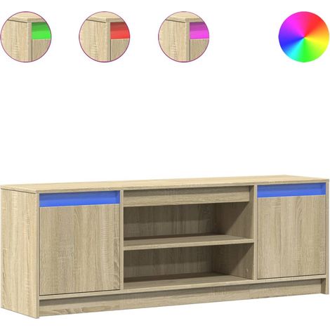 Mobile TV Armadietto TV Mobile Porta TV con LED Rovere Sonoma 139,5x34x50 cm Truciolato (1/5)