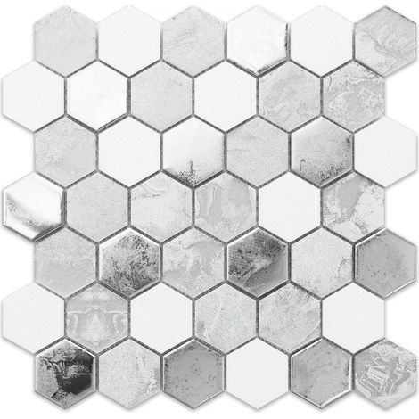 Ilcom mosaico in vetro su rete per bagno e cucina 30cm x 30.3cm - Grey lava (1/4)
