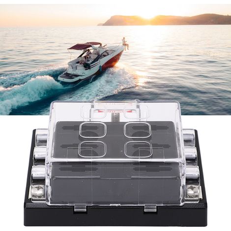 Fusible à lame automobile, support de boîte étanche ATC/ATO avec boîte à fusibles à bus négatif, 12-36VDC, convient aux voitures, bateaux, camping-cars, remorques, motos, 6 voies. (1/5)