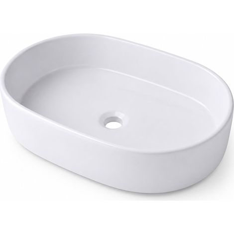 Countertop Ceramic Washbasin, White, 55 x 34 x 14.5 cm (1/5)