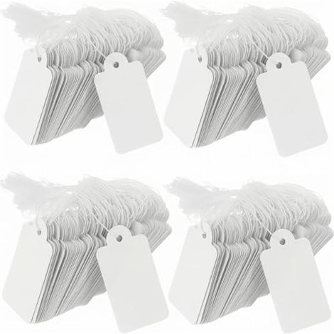 500PCS Étiquettes de Prix Blanches avec Ficelle, 25mm x 45mm, Étiquettes de Marquage pour Bijoux et Vêtements (1/5)