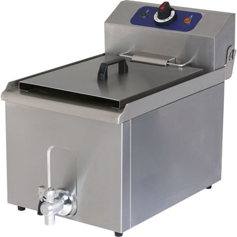 Friteuse électrique de table avec robinet de vidange, capacité de l'huile 8 litres 305x555x400 mm - VIRTUS