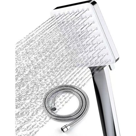 Newentor Pommeau de douche haute pression avec tuyau de 1,5 m - 6 modes de pulvérisation - Chrome (1/5)