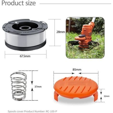 [JAMAIS UTILISÉ]Bobine Fil Coupe Bordure Compatible avec Black+Decker A6481 A6485 AF-100 AF-100-3ZP,Convient pour ST5530-GB GLC3630L20-GB STC1820PC-GB BESTA530-GB BESTA525-GB(6 Bobine+2 Couvercle+2 Re (1/3)