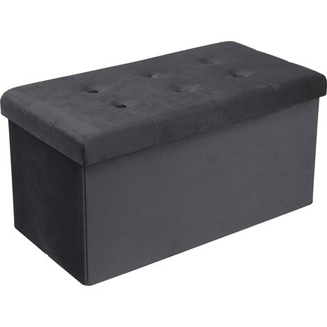WOLTU Pouf Contenitore Pieghevole Cassapanca Scarpiera ingresso Poggiapiedi 76cm Grigio (1/5)
