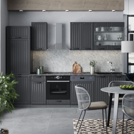 Cuisine Fame-Line, Gris foncé, 300cm , PT Marbre, Vicco