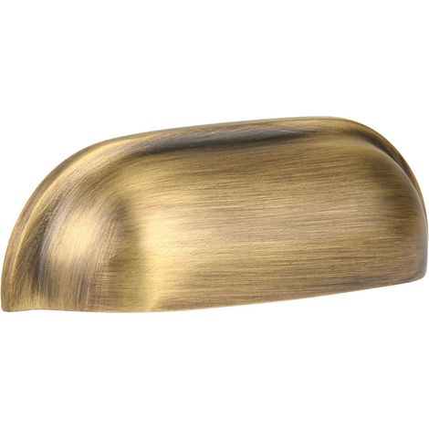 Lot de 2 poignées de tiroir en laiton antique, poignées coquille en laiton massif de 6,35 cm (2,5 pouces), design vintage pour armoires de cuisine (1/5)