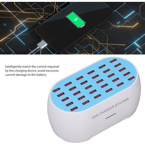 Stazione di ricarica USB a 30 porte, ricarica rapida intelligente da 160 W, elevata sicurezza, spina europea, hub 100-240 V, prese multiple. (1/5)