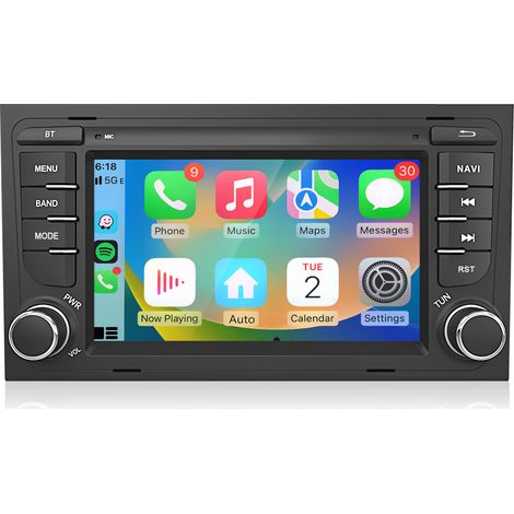 Hexinex Autoradio Android 15 7 pouces pour Audi A4 8E 8H B6 B7 2000–2009 GPS CarPlay Commandes au volant SWC DAB+ (1/5)