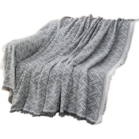 Housse de canapé en coton uni, serviette de canapé style Instagram, plaid simple pour salon 90-210 cm (1/5)