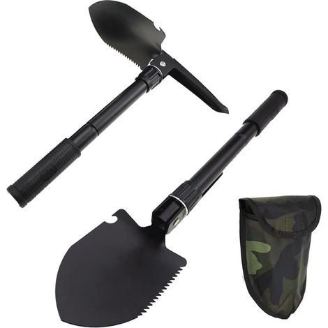 Klappbarer Überlebensspaten, Mini-Hochleistungs-Grabwerkzeug aus Kohlenstoffstahl in Militärqualität für Offroad-Camping und Gartenarbeit,
