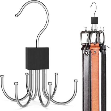 Lot de 2 porte-ceintures rotatifs à 360°, organisateur de placard peu encombrant pour ceintures, foulards et accessoires (1/5)