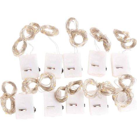 Lot de 10 guirlandes lumineuses LED - 2 mètres, 20 LED blanc chaud - Lot de 10 guirlandes lumineuses LED - 2 mètres, 20 LED blanc chaud (1/5)