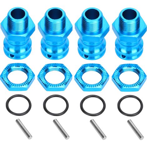 4 pièces Alliage d'Aluminium 17mm Hex 23mm Prolongateur de Roue pour Voiture RC 1/8 Bleu (1/5)