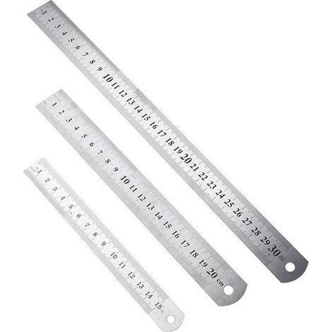 3 pcs Règle en Acier Inoxydable,Règle de Mesure en acier Inoxydable à échelle Double face,Différentes Tailles de Règle en Acier Inoxydable de Précision Robuste (1/5)